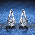 S925 sterling silver moissanite stud earrings with round cut stones on starry background - 925 Silver / Silver (6.5mm High-carbon Stone)