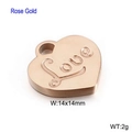 Rose gold heart pendant with Love engraving and loop, dimensions 14x14mm and 2g weight - Rose Gold Engraved 'Love' Style (KLJ2673-Z)