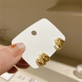Elegant gold multi-layered circular stud earrings with a polished mirror finish for women - EH0410/Gold Multi-Ring Vintage Earring