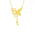 Golden hollow butterfly and snake pendant necklace with tassel beads for women - Butterfly Style (LI362)
