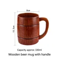 330ml natural brown jujube wood beer mug with integrated handle and barrel shape - Beer Mug with Handle