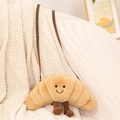 Simpatica borsa a tracolla in peluche a forma di croissant con viso sorridente e cinturino - Borsa Croissant / 28*13*5cm