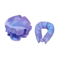 Set per capelli senza calore in raso sfumato viola con elastico scrunchie abbinato - Blu Chiaro Viola (Bigodino + Cuffia + Sacchetto OPP)
