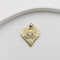 Golden heart necklace featuring an evil eye motif set with small sparkling zircons - Heart Evil Eye Gold DL0153