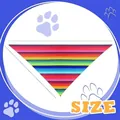 Rainbow striped pet bandana size guide showing measurements 60cm by 42cm for cats and dogs - Rainbow Stripe Bandana (without Pom Poms)