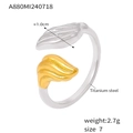 Two-tone titanium steel open ring with gold and silver leaf design in size 7 - One Size US 7 / Two-tone Interlaced (A880-Two-tone)