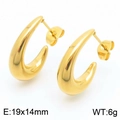 Pendientes de aro geométricos dorados en forma de C de acero inoxidable - Forma de C Dorada (KE112946-MZOZ)