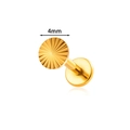 Titanium labret piercing in zonvorm, goudkleurige afwerking met 4mm getextureerde kop - 4mm / Goud