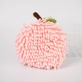 Pink peach chenille hand towel ball with quick dry absorbent microfiber for kitchen - Pink