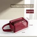 Wine red nylon mesh storage bag with zipper and handle, small size 11cm x 6.5cm x 5.5cm - 11x6.5x5.5cm / Burgundy