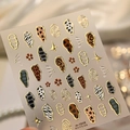 Adesivi per unghie con stampa animalier leopardo e zebra con stelle d'oro metallico - M-1308-Gelatina d'Oro Colorata