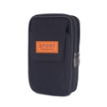 Men's durable black canvas belt bag with double zippers and sport label detail - Black Vertical 3 Layers