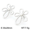 Silver hollow flower earrings with white pearls, size 30x28mm weighing 7.5g each pair - Silver Style (KE113295-HM)