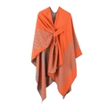 Women's two-sided stripe shawl in orange and taupe featuring a zigzag pattern - Herringbone-Orange Red