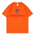 T-shirt en coton orange à manches courtes avec imprimé HAPPY Independence DAY taille S - Orange