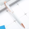 White and rose gold ballpoint pen with sparkling sequins and rotating mechanism - White
