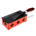 Mini red raclette cheese grill set with non-stick tray and wooden handle spatula - Wood Handle Red Set (No Candles)