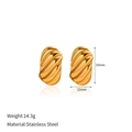 Twisted threaded golden stainless steel earring size thirty-five mm in polished finish - Gold Screw Thread Hoops