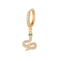 Boucles d'oreilles serpent en or avec zircons blancs et yeux en pierres vertes sur fond blanc - EH00746 Or