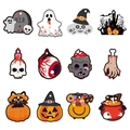 Set of 12 Halloween paper gift tags featuring spooky ghost, zombie, and pumpkin designs - Halloween Charms Type A