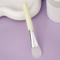 Silicone face mask brush with white translucent head and pale yellow handle for skincare - Slanted Tail Style E / Yellow