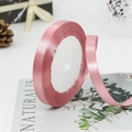 One-centimeter pink satin ribbon on foam core for gift wrapping and DIY crafts - 75# Dusty Rose