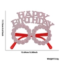 Pink glitter Happy Birthday party glasses frame with red temples and dimension details - Pink Integrated Birthday Letter Style