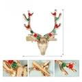 Detail of Christmas reindeer hair clip featuring copper wire and acrylic crystal beads - Antler Hair Clip / Gold with Red & Green Beads
