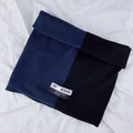 Winter thermal neck warmer in dark blue and black patchwork polar fleece fabric - Color Block Snood-Black Blue