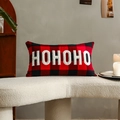 Funda de cojín rectangular a cuadros rojos y negros con bordado HOHOHO en blanco - HOHOHO / 30*50cm (Sin Inserto)