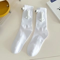 Chaussettes aimantées blanches tenant la main avec yeux 3D et bras en peluche - Blanc 3D / [chaussettes Main Dans La Main Taille 35-45]