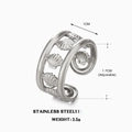 Anello regolabile in acciaio inossidabile da 3,5g con cinque elementi a conchiglia - Stile Conchiglia Tonalità Argento