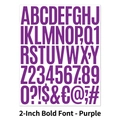 Dettaglio macro del set di adesivi viola da 2 pollici con lettere e numeri per decori - Viola