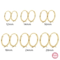 925 Sterling Silber vergoldete Creolen Ohrringe Set in Größen von 12mm bis 28mm - Außen 14mm, Innen 12mm / Gold