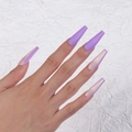 Unghie finte lunghe a bara viola opaco con punte French lavanda indossate a mano - Stile Patchwork French Laterale Viola Opaco - Modello con Colla (CBLCY-500)