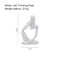 Scultura astratta di pensatore bianco, statuetta minimalista posa sinistra, decoro da 13cm - Mini Pensatore Sinistro / Bianco