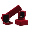 Coffrets à bijoux en velours rouge avec intérieur noir pour bagues et colliers - Boîte à joncs 90*90*40mm / Bordeaux