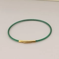 Braided green 2mm steel wire bracelet with a gold stainless steel clasp for men and women - Green Rope Gold Clasp
