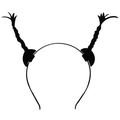 Front silhouette of a black Halloween demon horn headband for cosplay on white background - Sky-High Braids