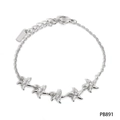 Silver starfish bracelet with zircon stones and adjustable lobster clasp chain - Starfish Style Bracelet (PB891) / Silver
