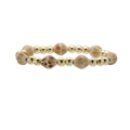 Bracelet élastique chic avec perles en métal doré et losanges à motif léopard élégant - Perles Dorées + Ocre
