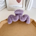 Plush 14cm faux fur hair claw clip in lavender purple for thick hair styling - Dark Purple