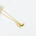 Polished 14K gold-plated necklace featuring a 3D letter L pendant on a fine link chain - Letter L / Gold