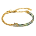 Twist chain bracelet with natural green faceted stones in 18K gold plated steel - Multicolor Natural Stone Splicing (Gold Twist Chain-6)