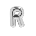 Glossy silver finish metal letter R charm with a 3D puffed bubble design for bracelets - Silver Letter-R