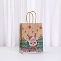 Brown kraft paper Christmas gift bag with festive reindeer and snowflake illustrations - Christmas Reindeer 053-1