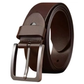 Ceinture classique en cuir marron foncé pour homme avec boucle ardillon argentée - Boucle à Ardillon Classique Café / 120cm
