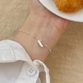 Silver bead bracelet for women featuring a unique baguette bread charm on a thin chain - Baguette Bread Pendant (SL1445)