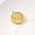 18K gold plated titanium steel celestial pendant with embossed olive branch design - Gold Tree of Life (KLJ8474-Z)