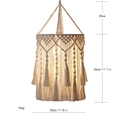 Handmade macrame cotton lamp shade in off-white with fringes and dimensions details - Style 3 (Classic Macrame)